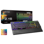 Teclado Gamer EVGA (D90) Z15 RGB Multi Mecanico Switch Kailh Speed Silver Alambrico reposa muñecas magnético (Español)