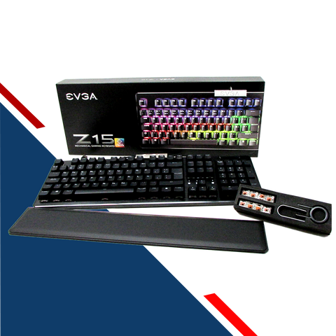 Teclado Gamer EVGA (D90) Z15 RGB Multi Mecanico Switch Kailh Speed Silver Alambrico reposa muñecas magnético (Español)