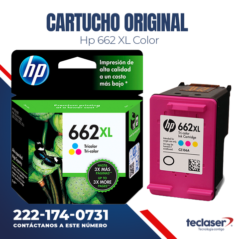 Cartucho de Tinta Original HP 662 Color Xl alto rendimiento