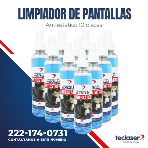 LIMPIADOR DE PANTALLAS ANTIESTATICO DE 250 ML 10 PZ