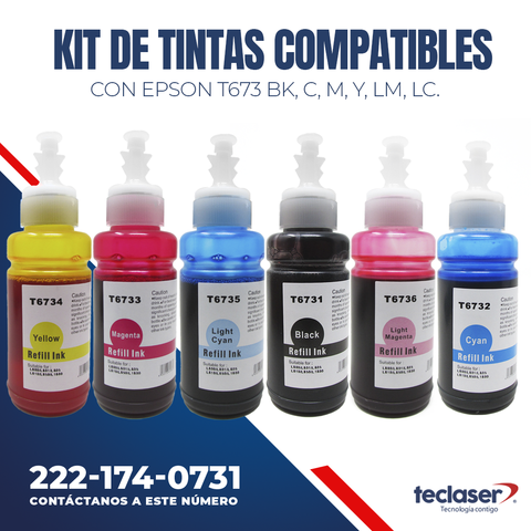 Pack de Botellas De Tinta  compatibles  T673 (6 Colores)