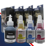 Kit de 4 Botellas de tinta compatible con BROTHER TD-60BK BT-5001C BT-5001M BT-5001Y