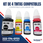 kit 4 botellas tinta compatible con CANON 190 negro, colores