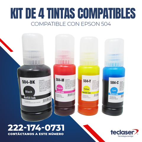 Kit 4 Botellas De Tinta Compatible Epson T504