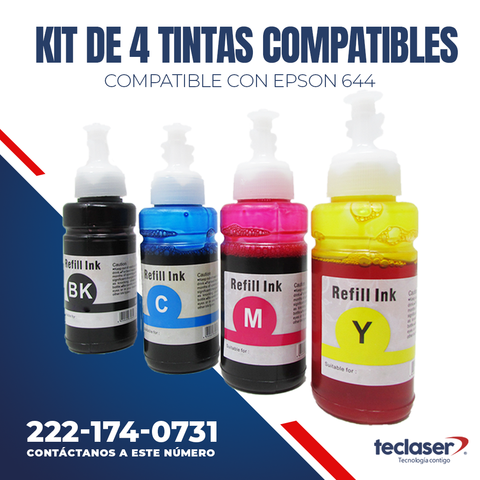 Kit 4 Tintas Compatibles T 664 L120 L310 L380 L395 L495