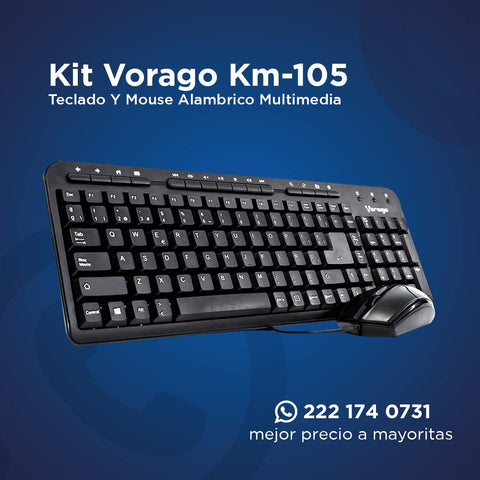 Kit Teclado Y Mouse Vorago Km-105 Multimedia Usb Negro