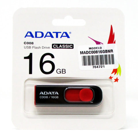 Memoria ADATA USB Modelo C008 16 GB BLACK/RED